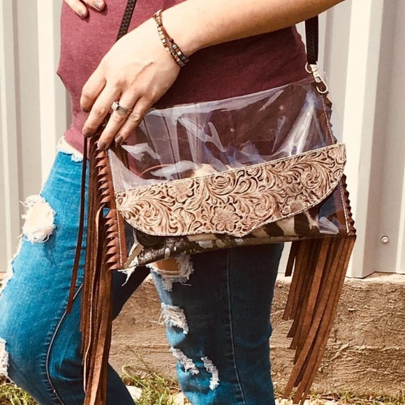 clear fringe purse